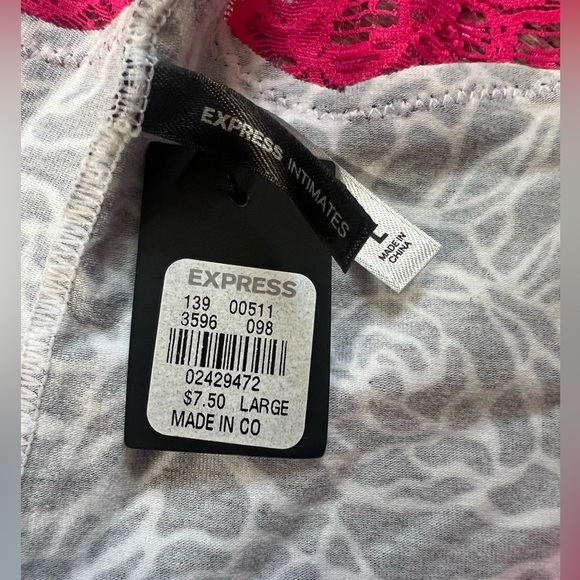 Express Intimates Collection Black & White Floral Pink Lace Panties Size L NWT! - Picture 3 of 3